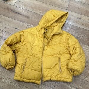 Zara golden yellow puffer coat